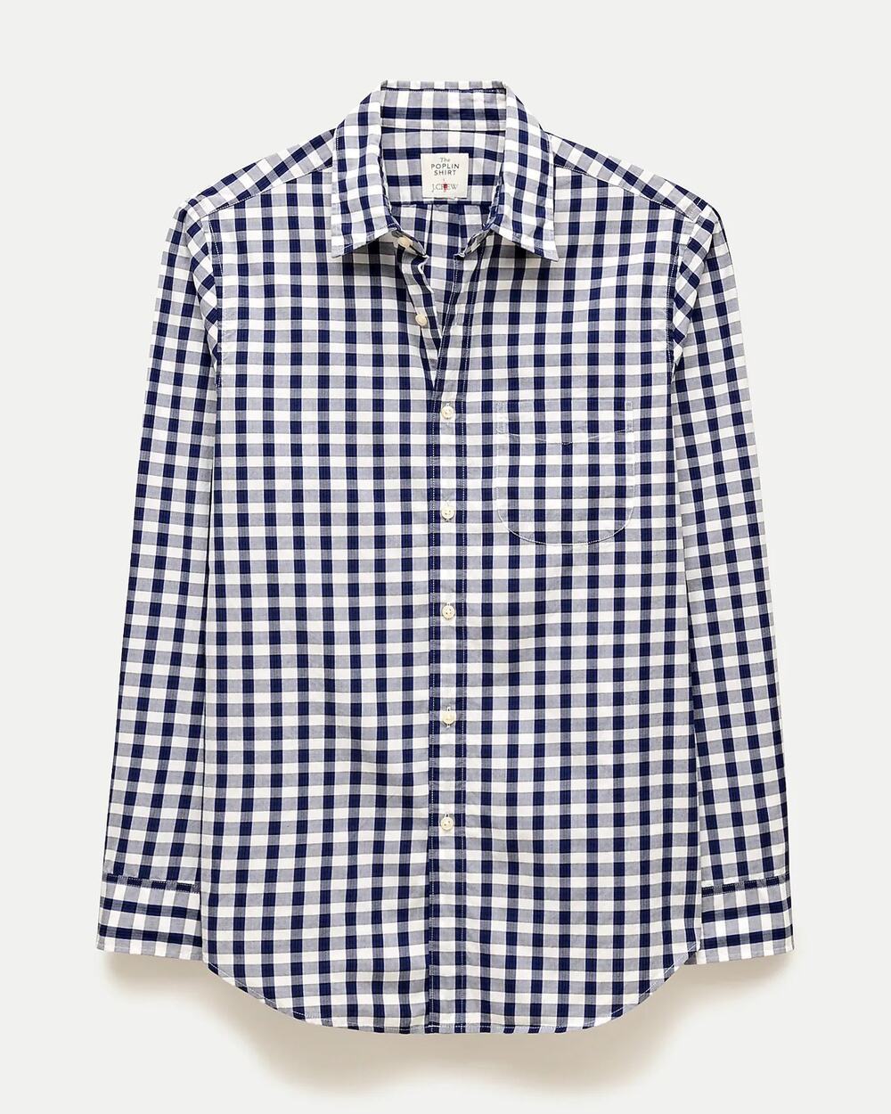J. Crew | White/Blue Poplin Gingham 2-Ply 100% Cotton Preppy Button Down Shirt